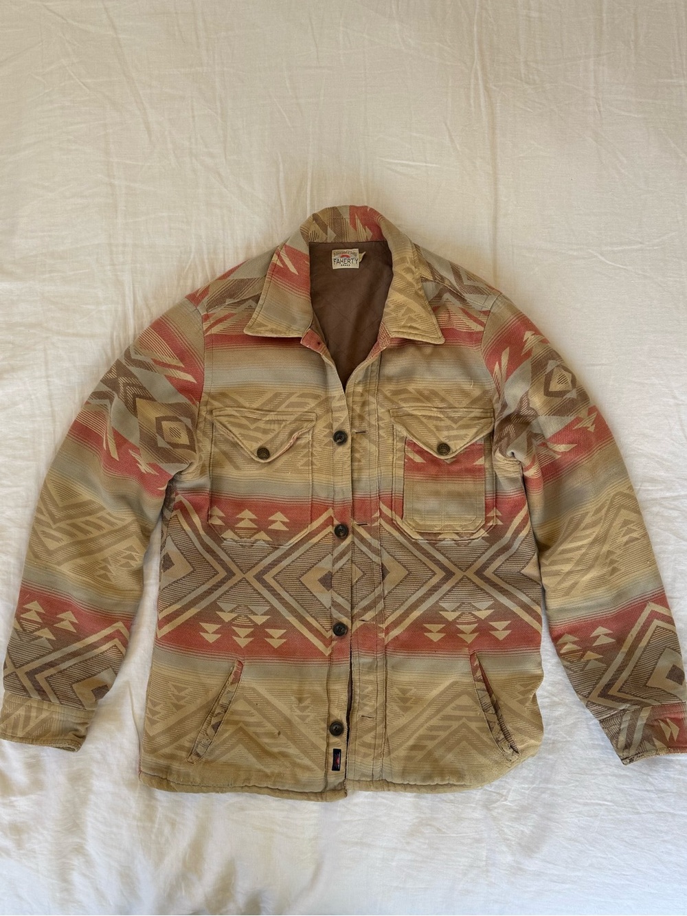 Faherty Jacket Mens S (fits like M) 100% Cotton Quilted Lined Button-Up
